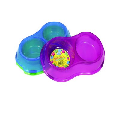 Pet Brands Translucent Double Supper Bowl- 325ml. for dogs and cats